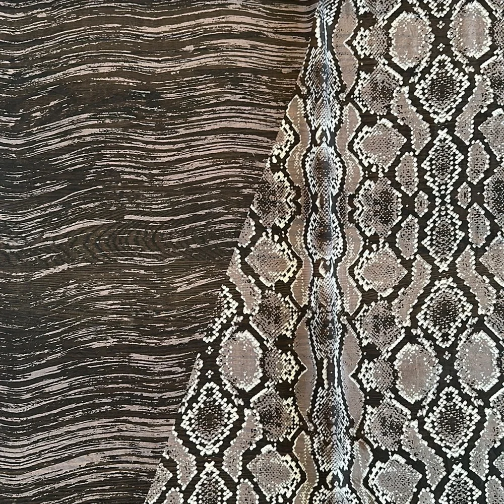 Black Gray Mixed Animal Print Silk Rectangular Oblong Scarf